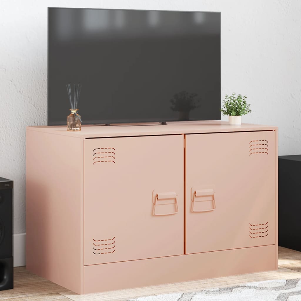 vidaXL Mueble para TV de acero rosa 67x39x44 cm