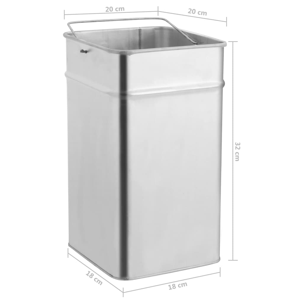 vidaXL Papelera con cenicero de acero inoxidable 36 L