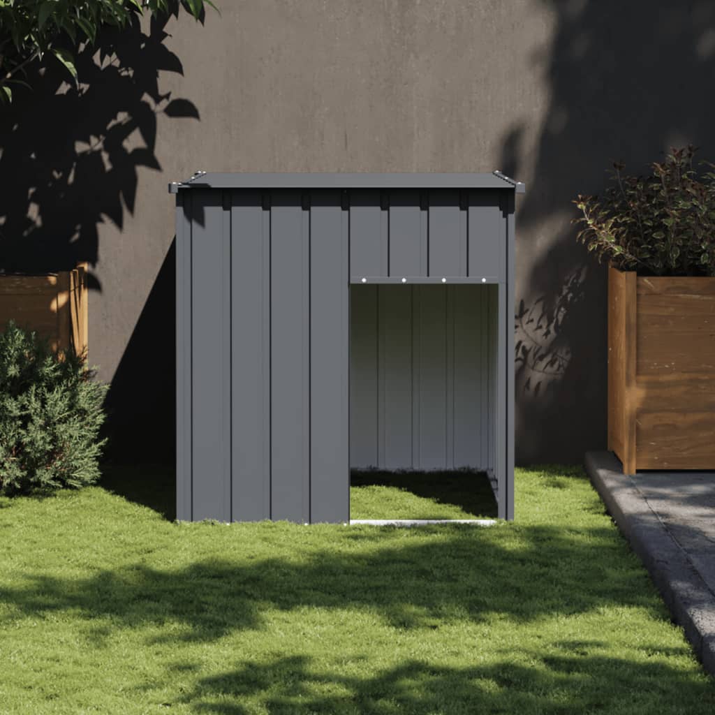 vidaXL Caseta perros con tejado acero galvanizado gris 110x103x109 cm