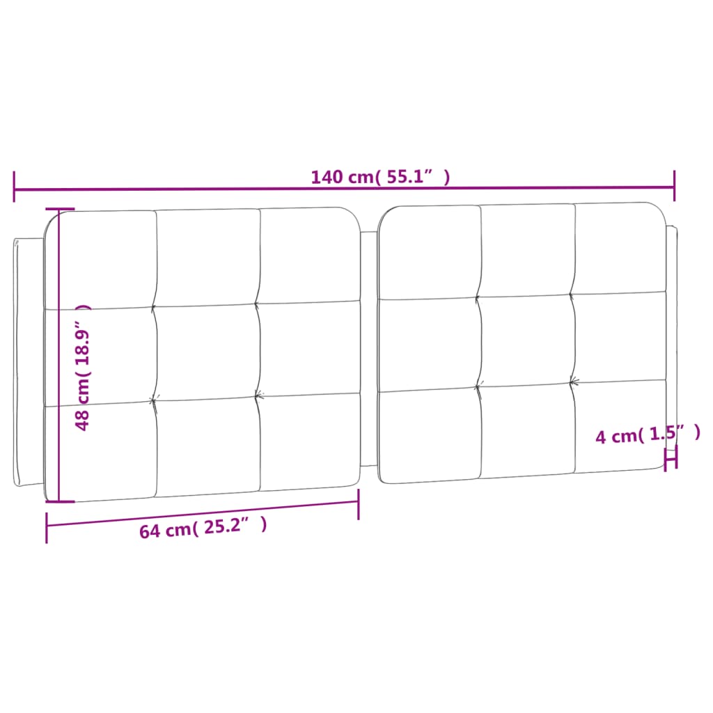 vidaXL Cabecero de cama acolchado cuero sintético gris 140 cm