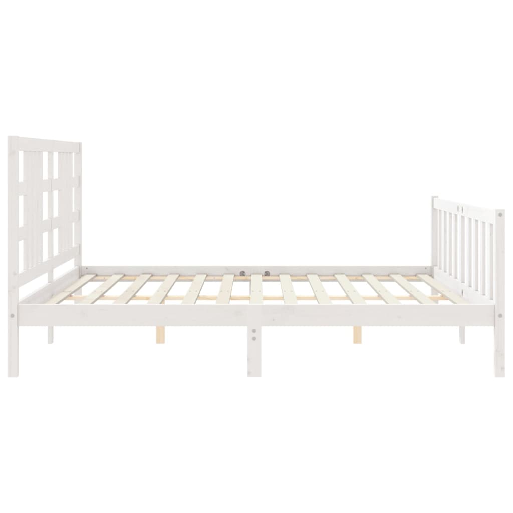 vidaXL Estructura de cama con cabecero madera maciza blanco 200x200 cm