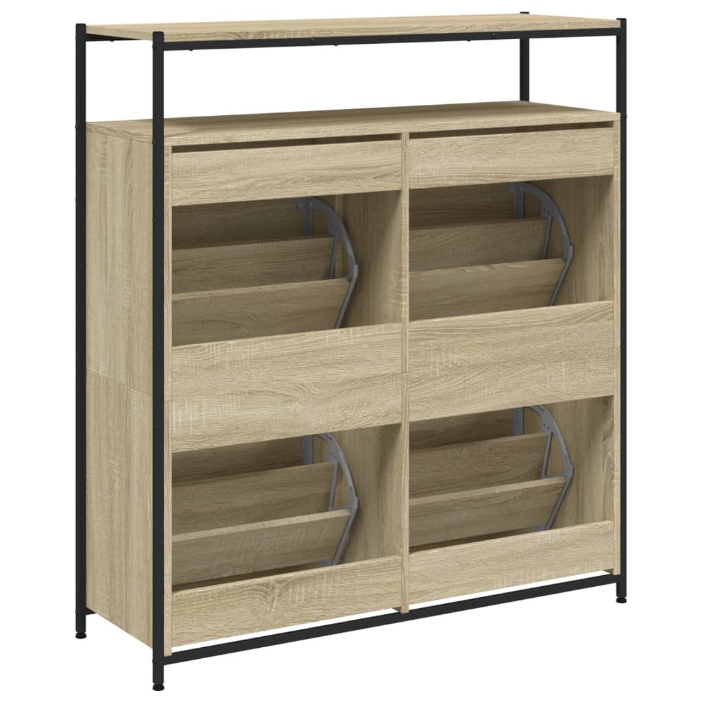 vidaXL Mueble zapatero 4 cajones abatibles roble Sonoma 100x34x112 cm