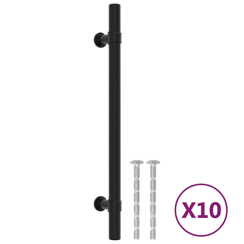 vidaXL Tiradores para armarios 10 uds acero inoxidable negro 160 mm