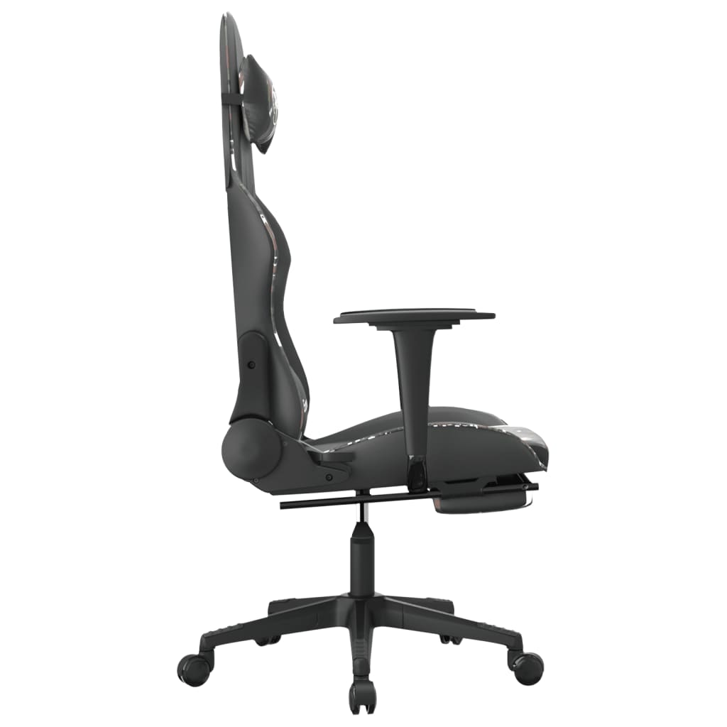 vidaXL Silla gaming con reposapiés cuero sintético negro camuflaje