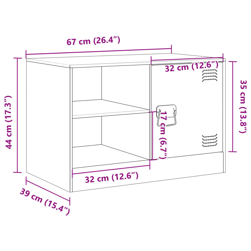 vidaXL Mueble para TV de acero rosa 67x39x44 cm