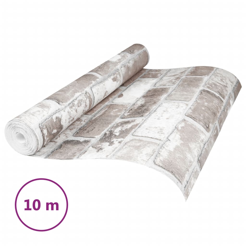 vidaXL Papel pintado 3D no tejido estampado de ladrillo gris 10x0,53 m