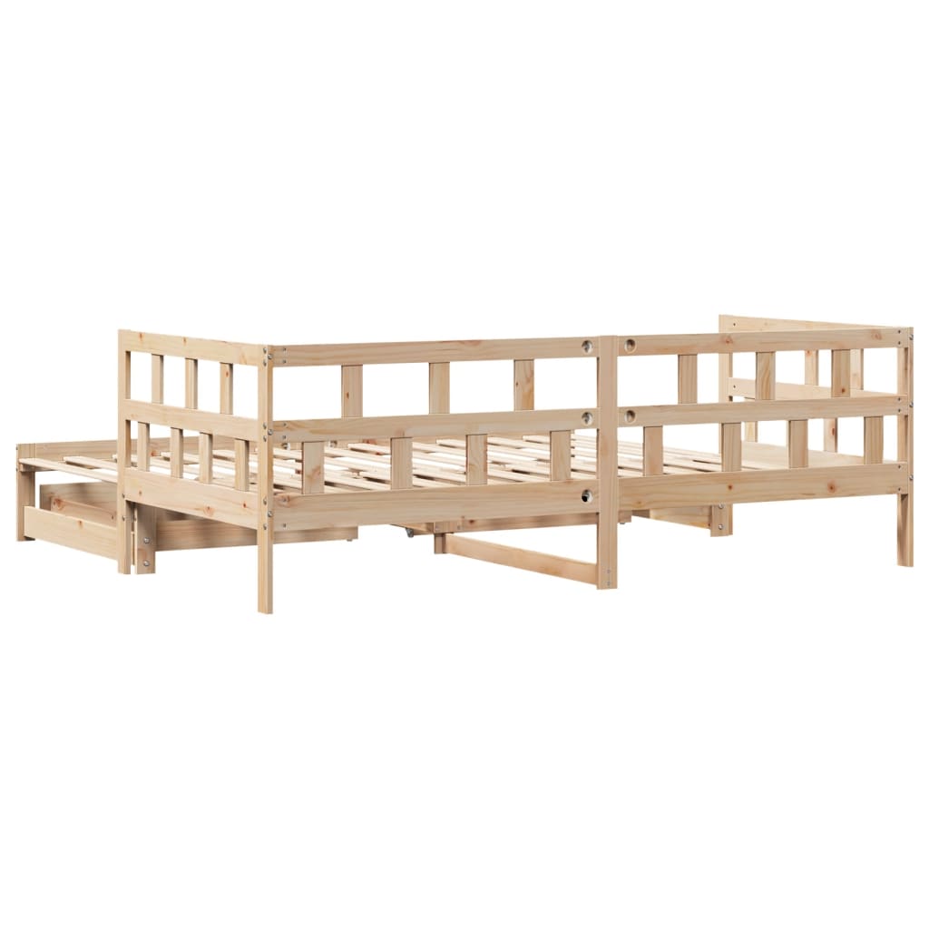 vidaXL Sofá cama nido con cajones madera maciza de pino 90x200 cm