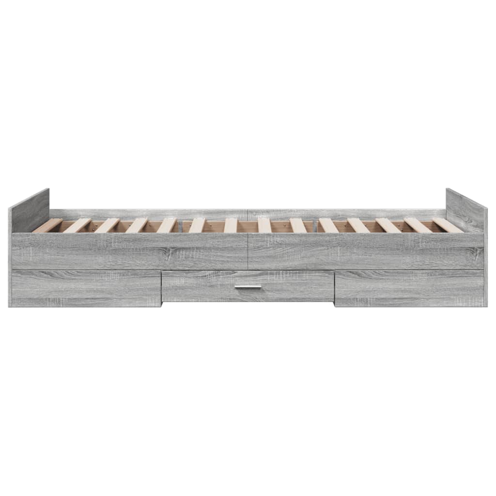 vidaXL Cama con cajones madera de ingeniería gris Sonoma 90x190 cm