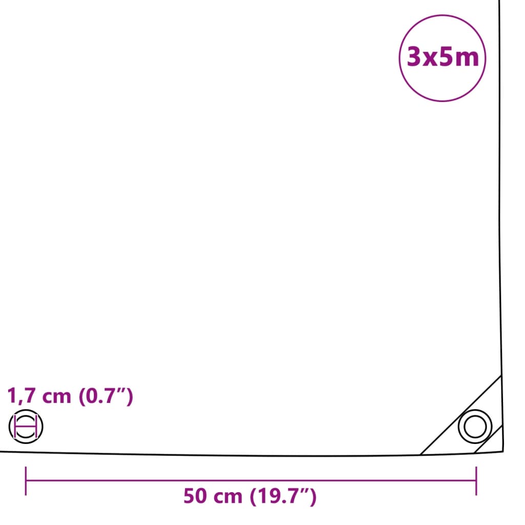 vidaXL Lona 650 g/m² 3x5 m negro