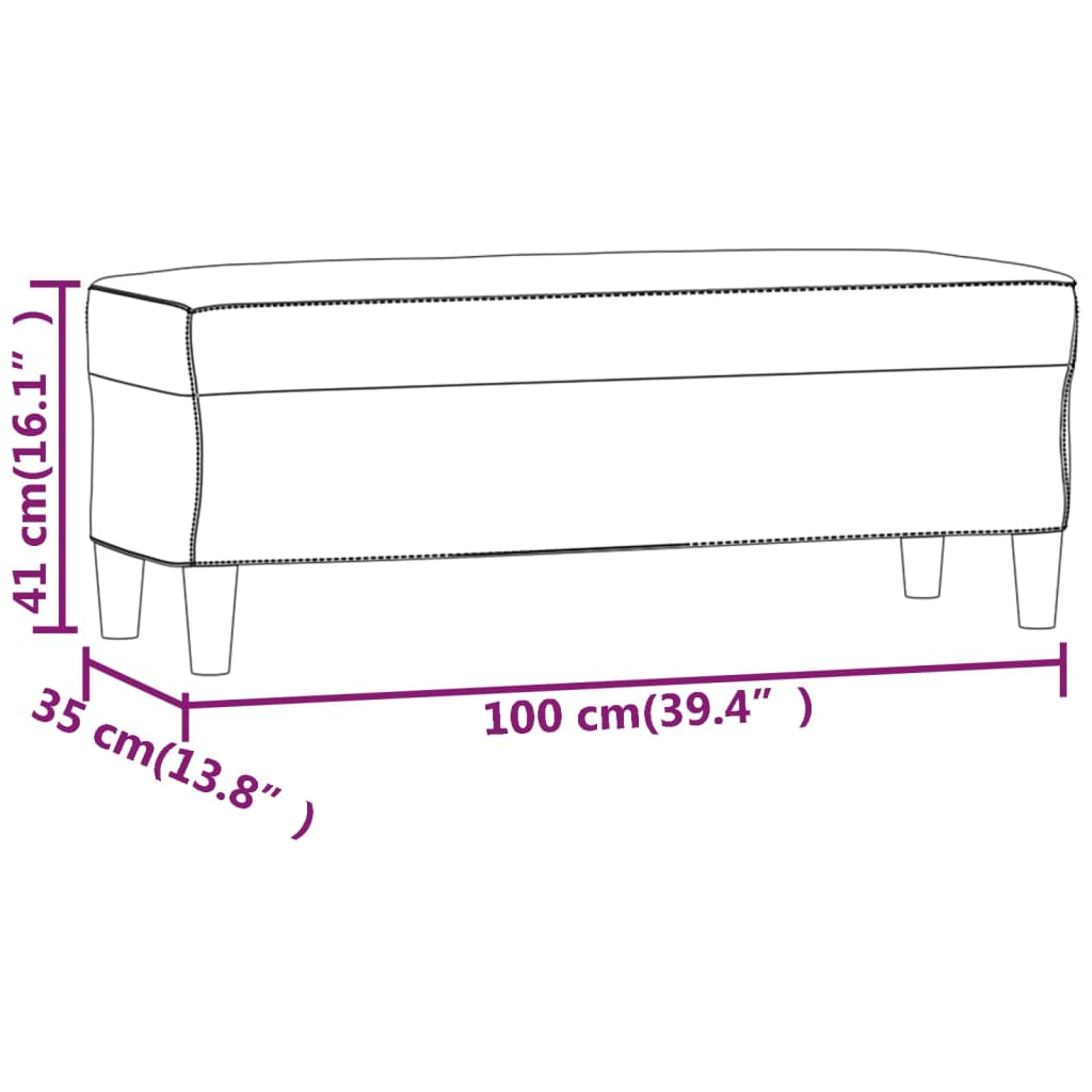 vidaXL Banco de terciopelo negro 100x35x41 cm