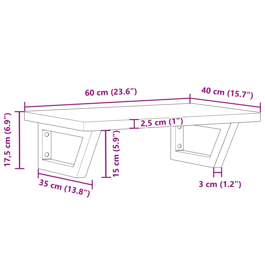 vidaXL Estante de lavabo de pared de acero y madera maciza de haya