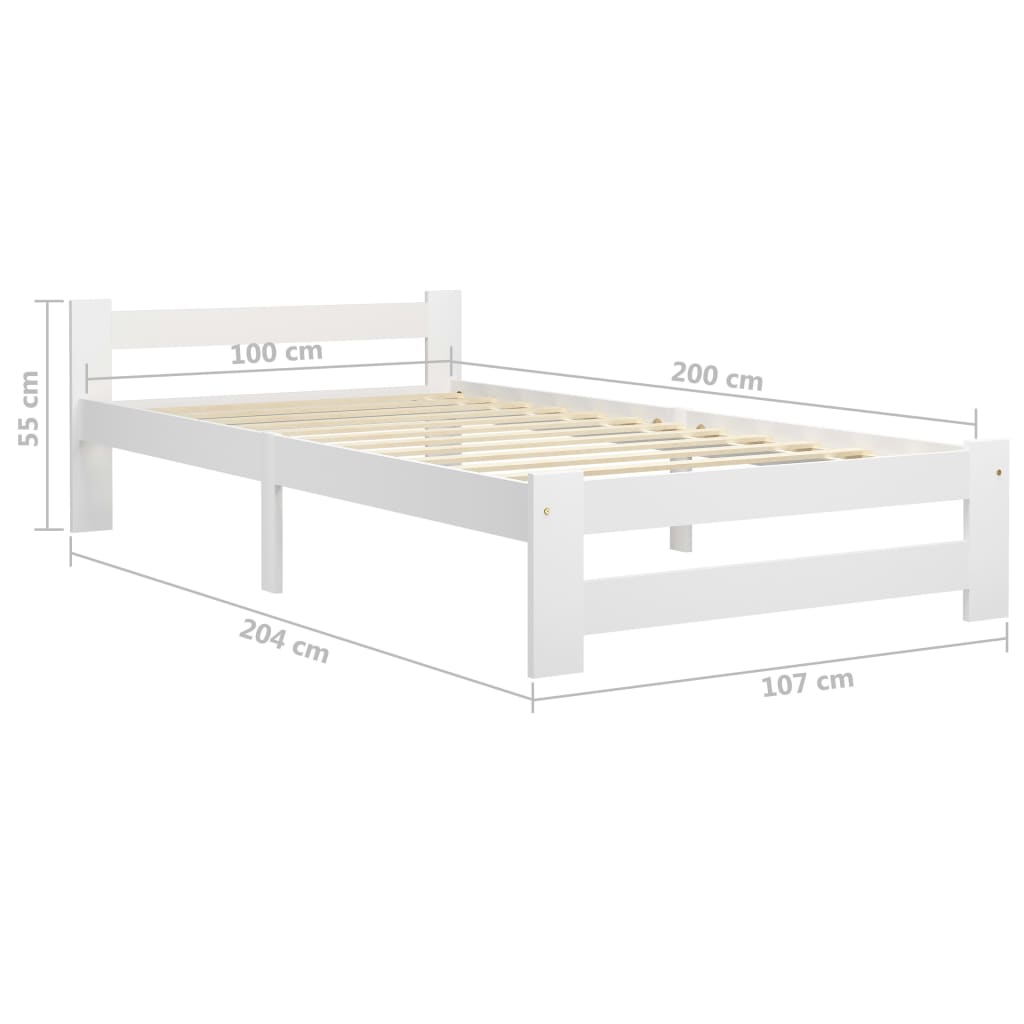 vidaXL Estructura de cama sin colchón madera de pino blanco 100x200 cm