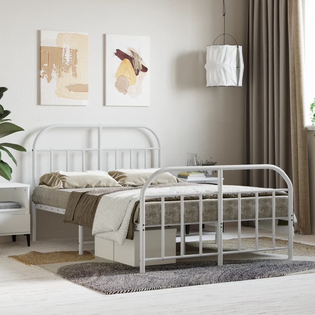 vidaXL Estructura cama sin colchón con estribo metal blanco 120x190 cm