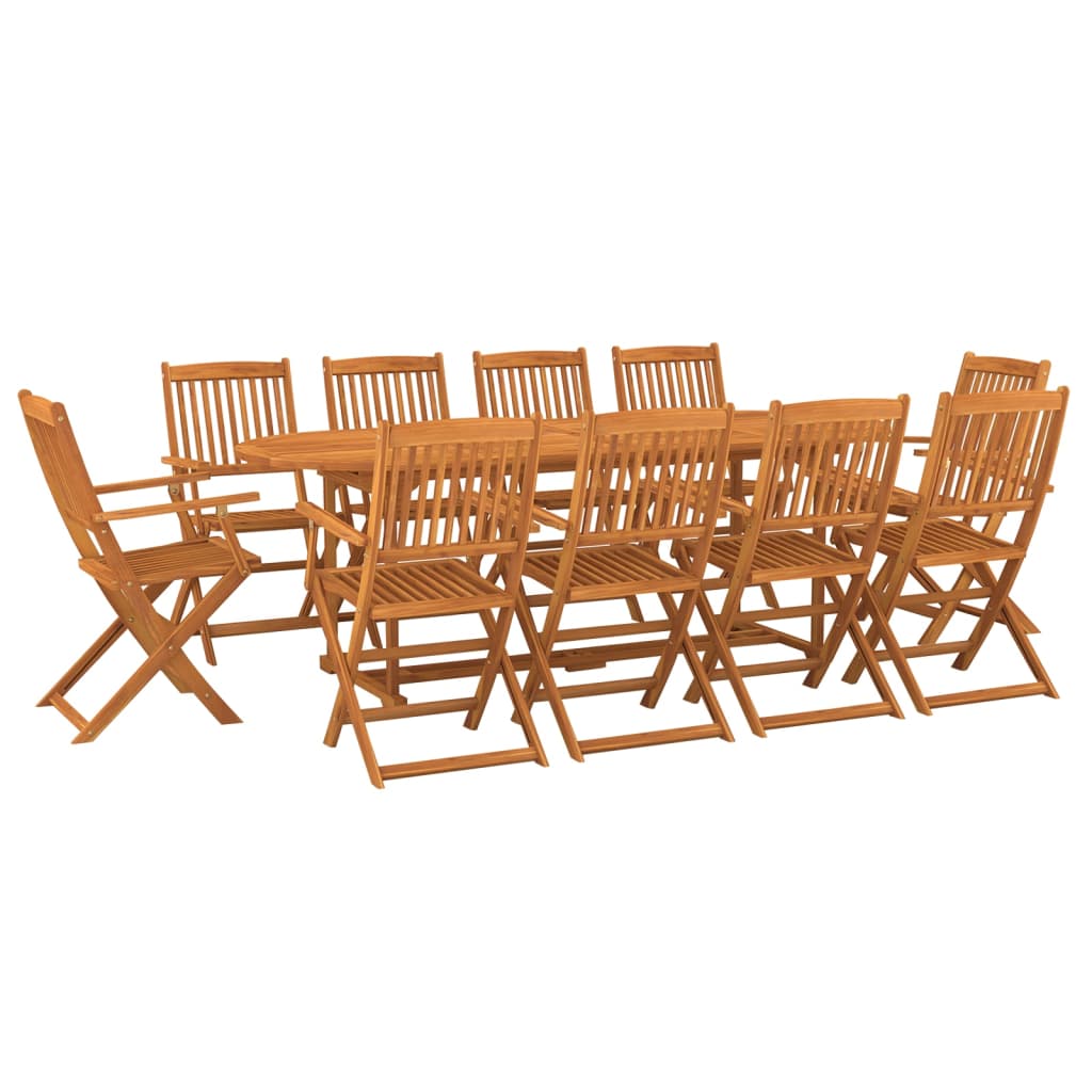 vidaXL Set comedor de jardín 11piezas madera maciza acacia 220x90x75cm