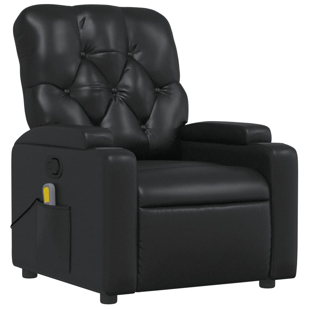 vidaXL Sillón de masaje reclinable cuero sintético negro