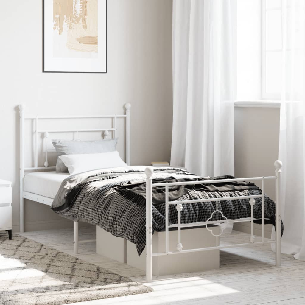 vidaXL Estructura cama sin colchón con estribo metal blanco 100x200 cm