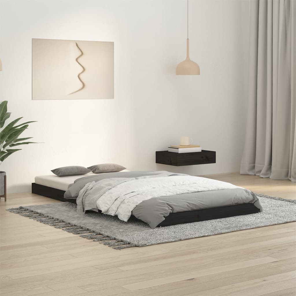 vidaXL Estructura cama individual madera maciza pino negra 90x190 cm