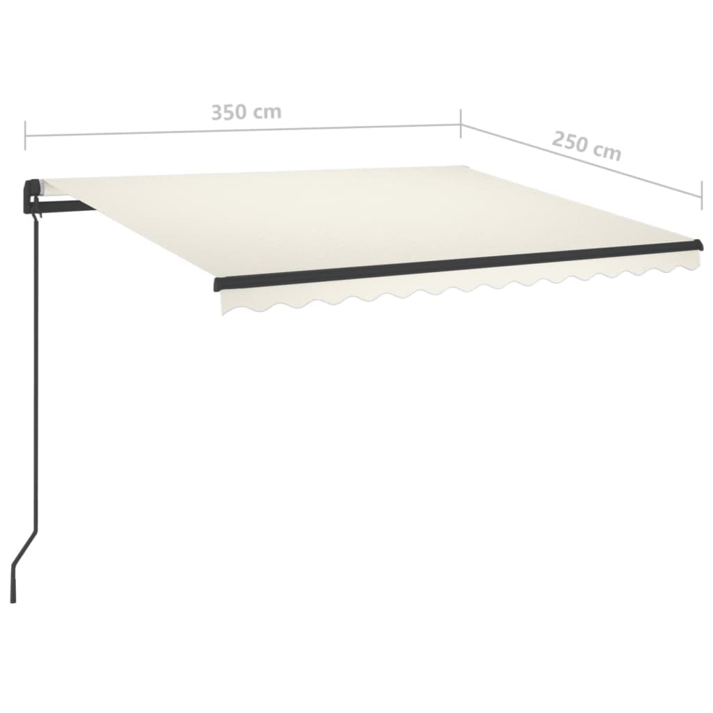 vidaXL Toldo manual retráctil con LED color crema 3,5x2,5 m