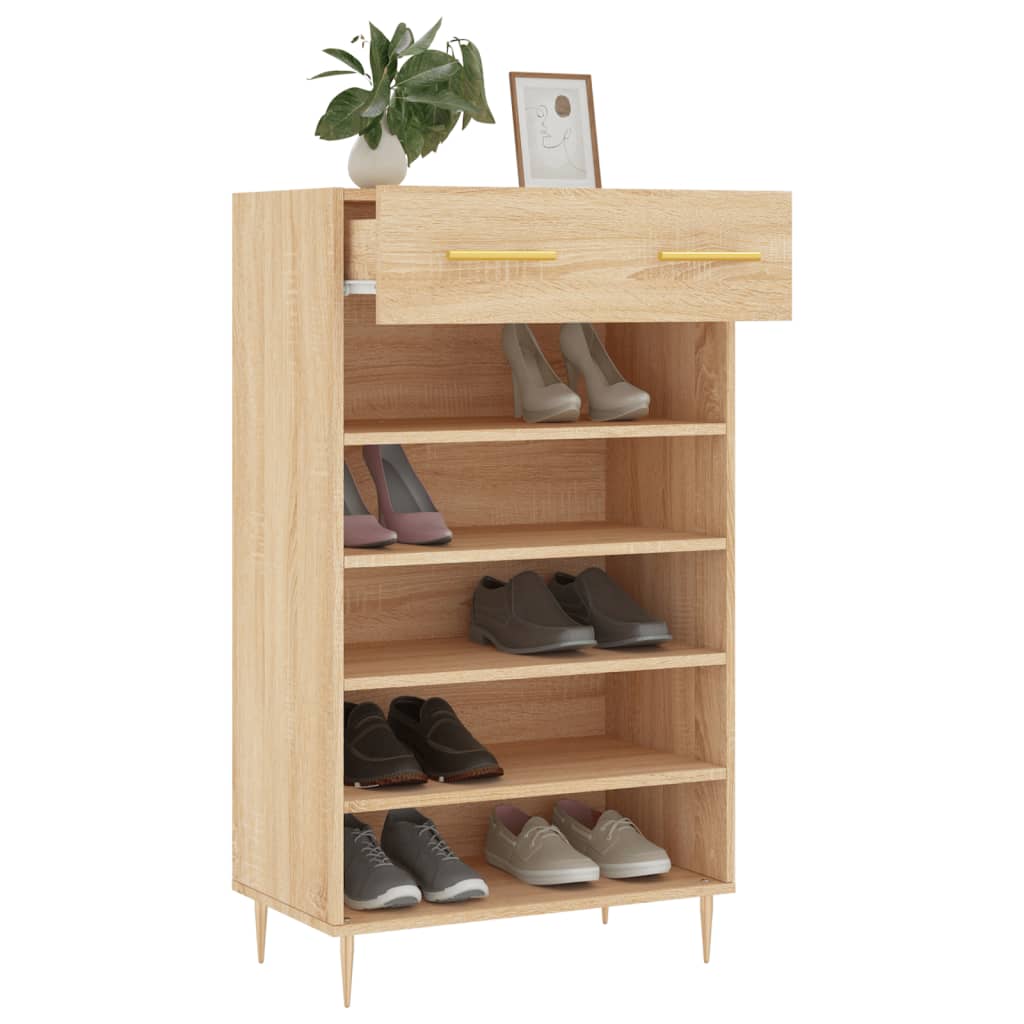 vidaXL Zapatero madera de ingeniería roble Sonoma 60x35x105 cm