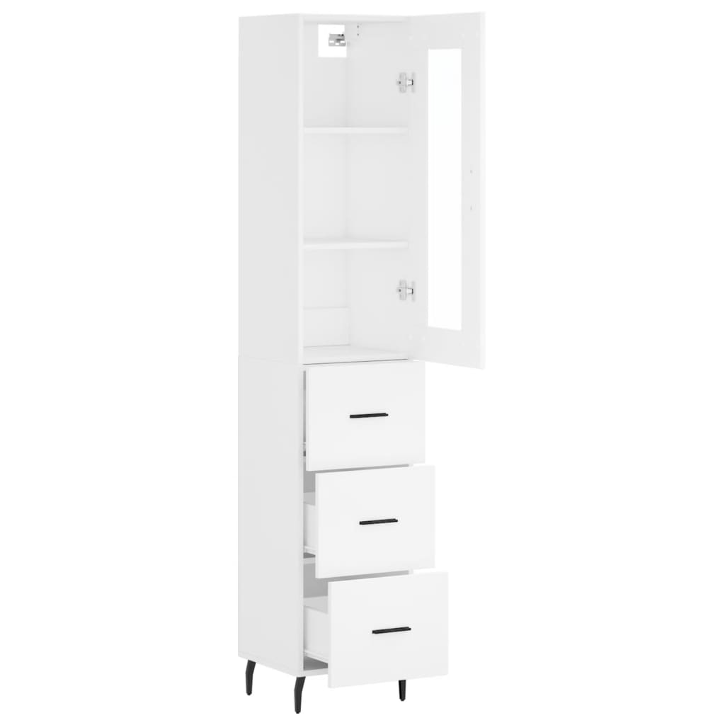 vidaXL Aparador alto madera contrachapada blanco 34,5x34x180 cm