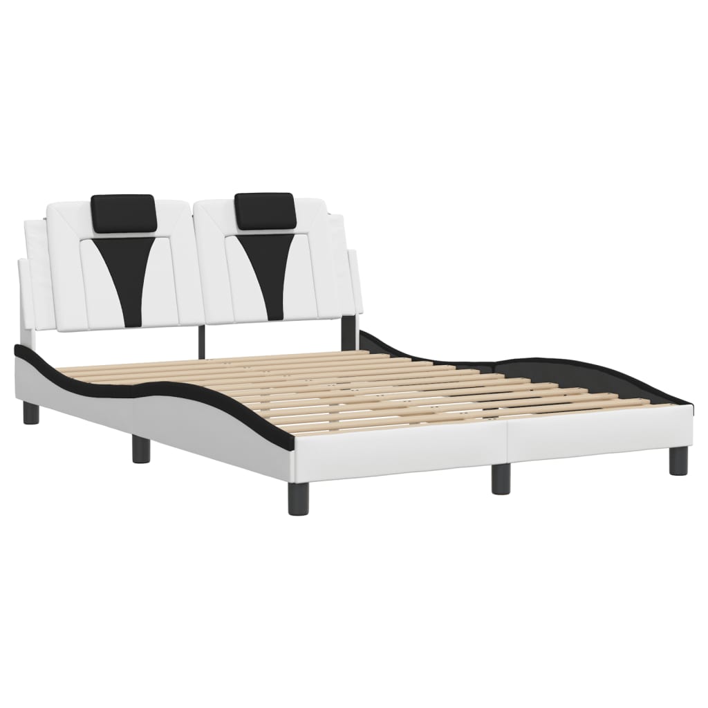 vidaXL Estructura cama cabecero cuero sintético blanco negro 140x200cm