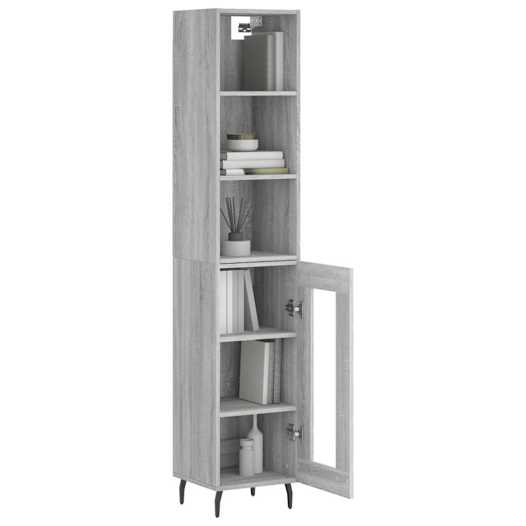 vidaXL Aparador alto madera contrachapada gris Sonoma 34,5x34x180 cm