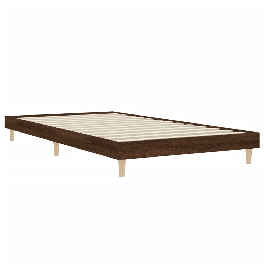 vidaXL Estructura de cama madera de ingeniería roble marrón 90x200 cm