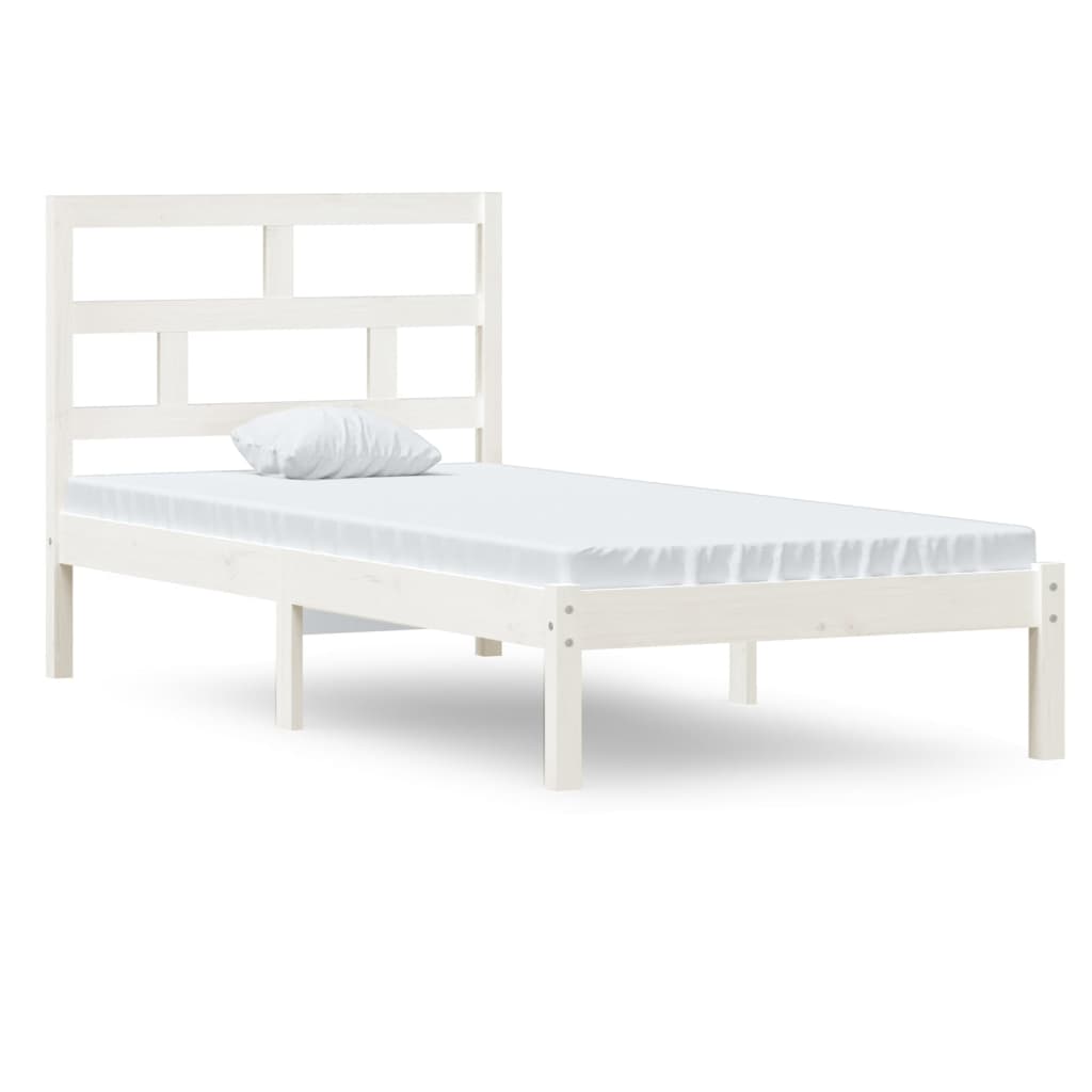 vidaXL Estructura de cama individual de madera maciza blanco 90x190 cm