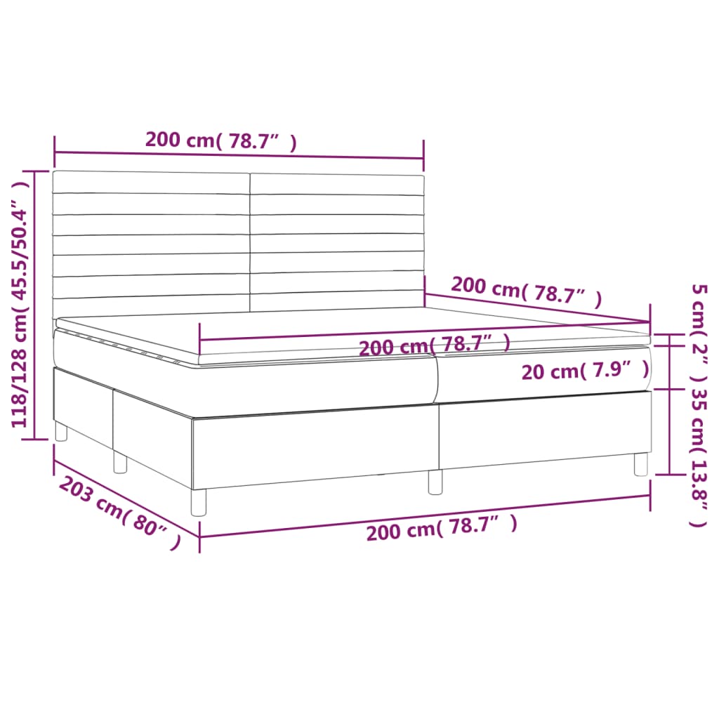 vidaXL Cama box spring con colchón terciopelo verde oscuro 200x200 cm