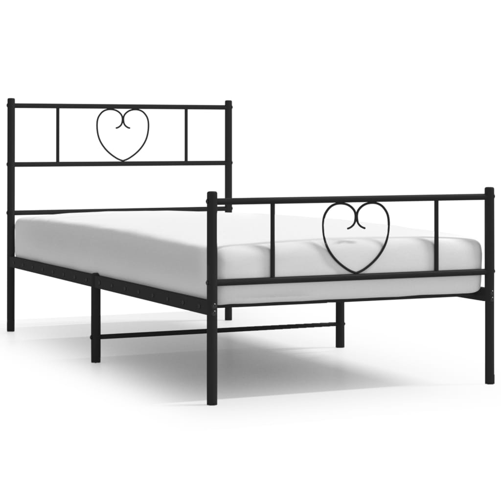 vidaXL Estructura cama sin colchón con estribo metal negro 90x190 cm