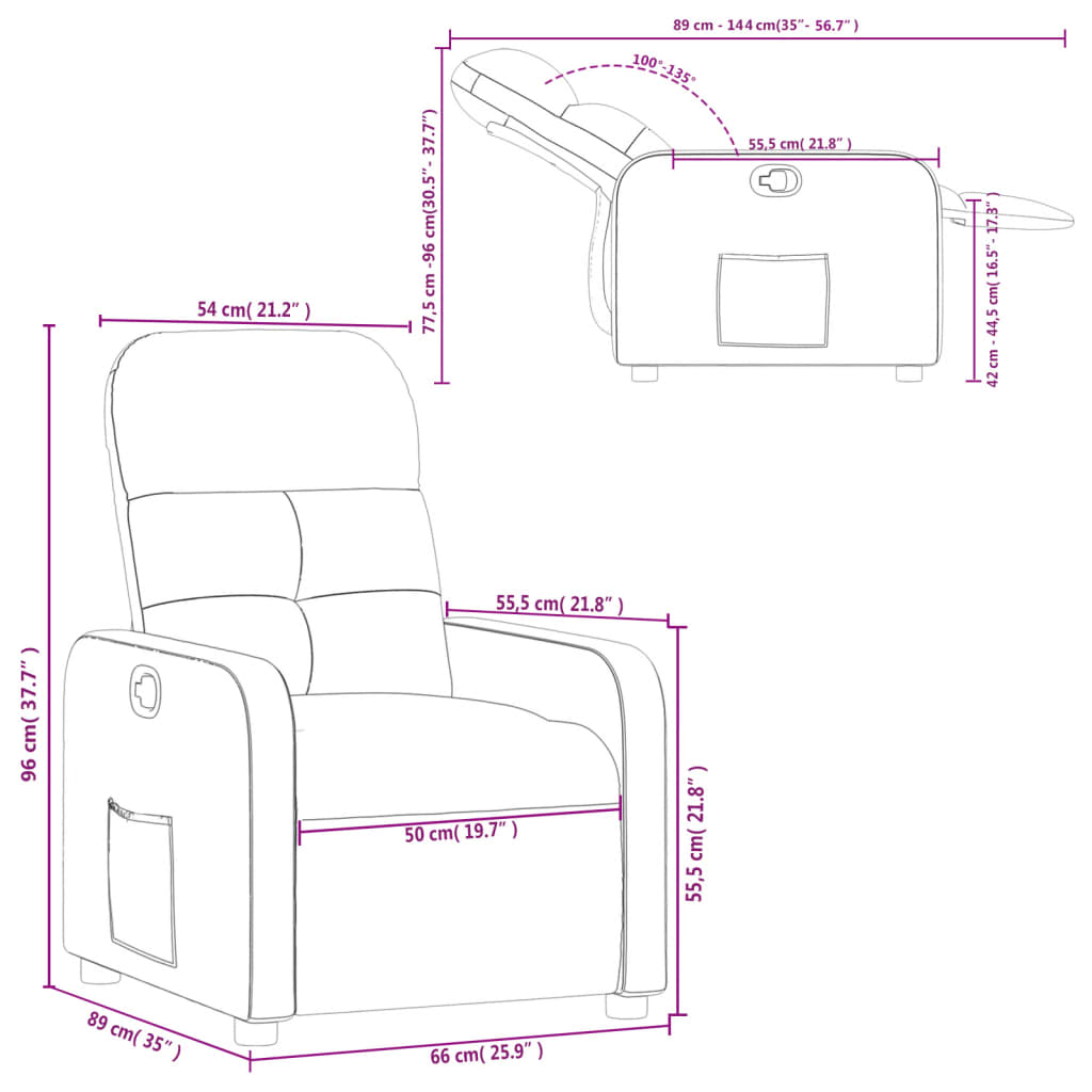 vidaXL Sillón reclinable de tela gris oscuro