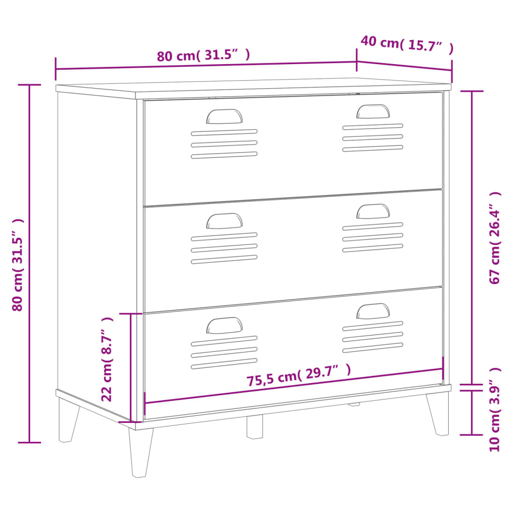 vidaXL Cajonera VIKEN madera de ingeniería negra