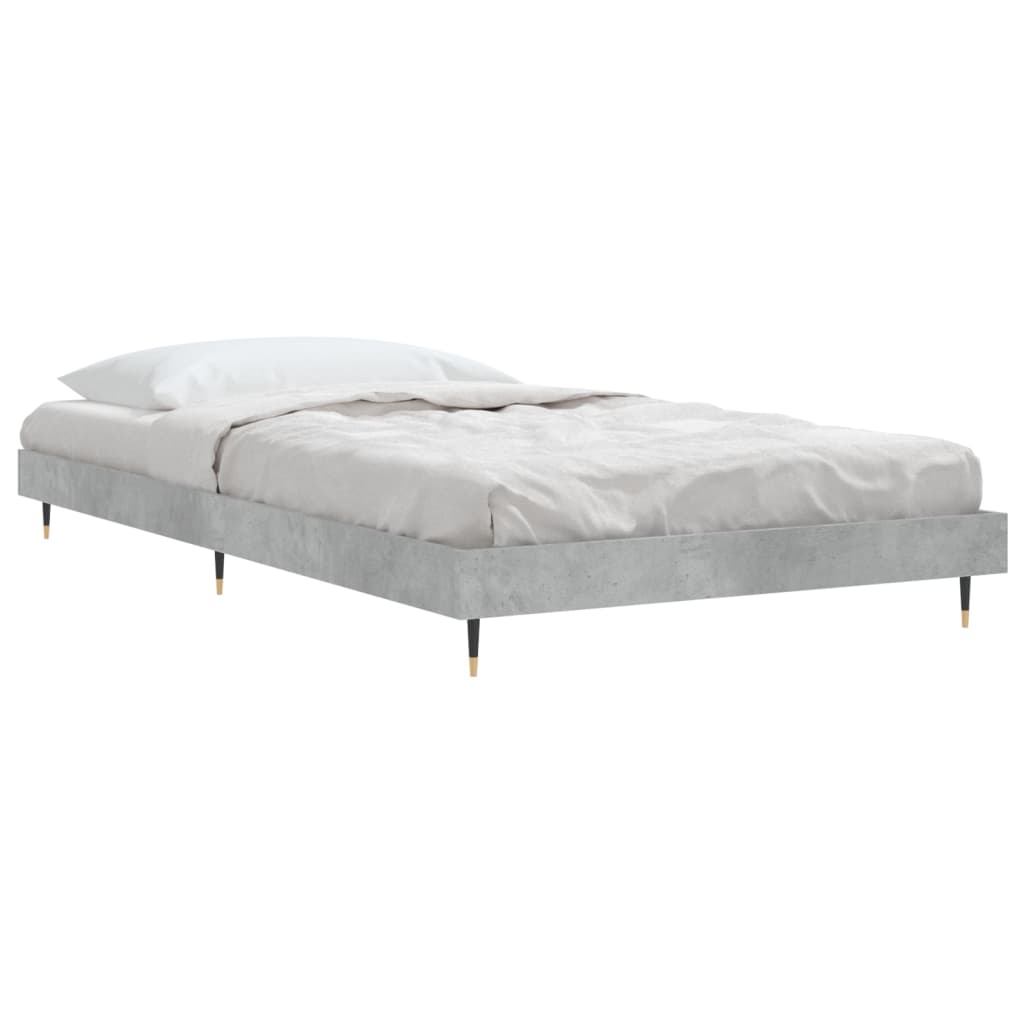 vidaXL Estructura de cama madera de ingeniería gris hormigón 90x190 cm