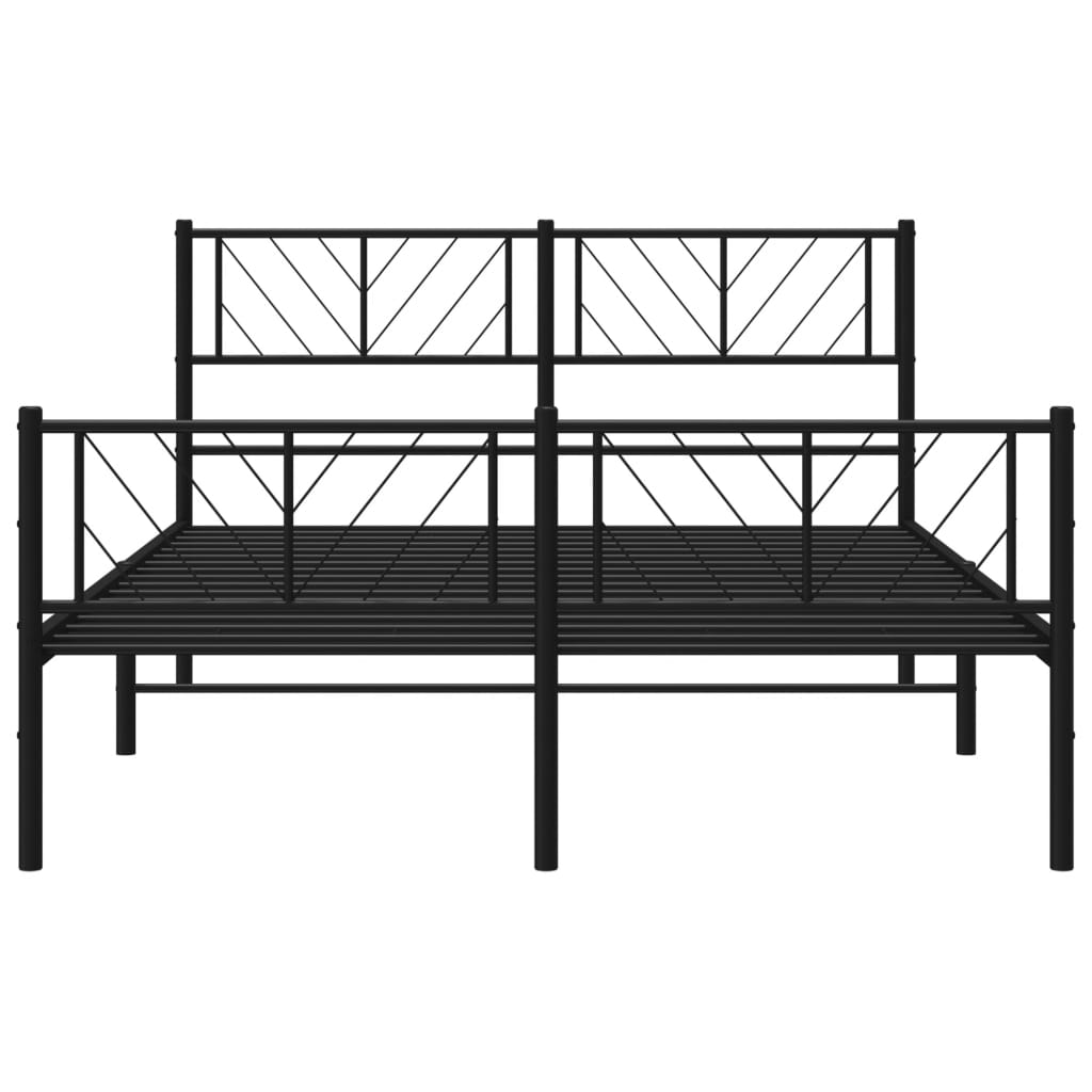 vidaXL Estructura cama sin colchón con estribo metal negro 135x190 cm