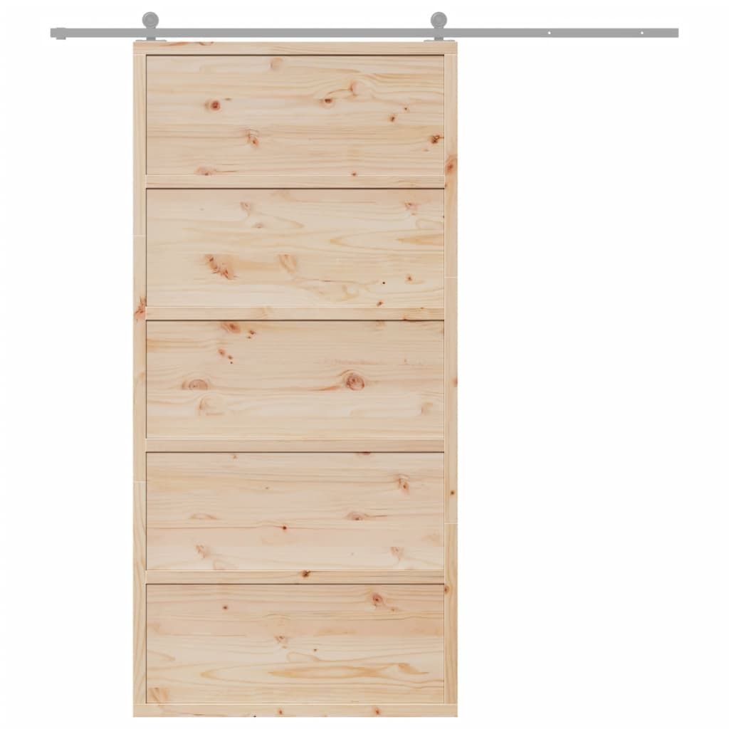 vidaXL Puerta de granero madera maciza de pino 100x208 cm