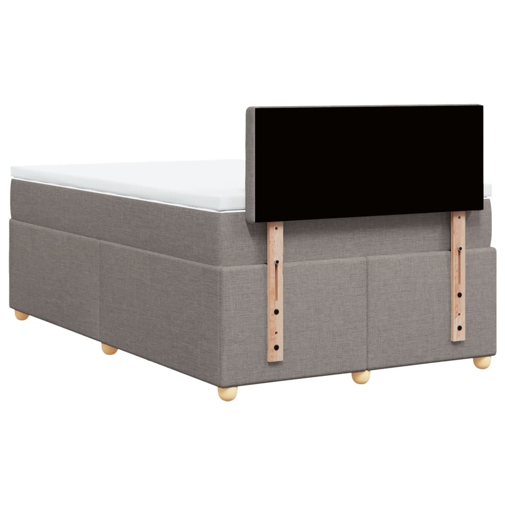 vidaXL Cama box spring con colchón tela gris taupe 120x200 cm