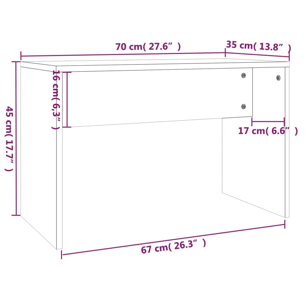 vidaXL Taburete de tocador contrachapada marrón roble 70x35x45 cm