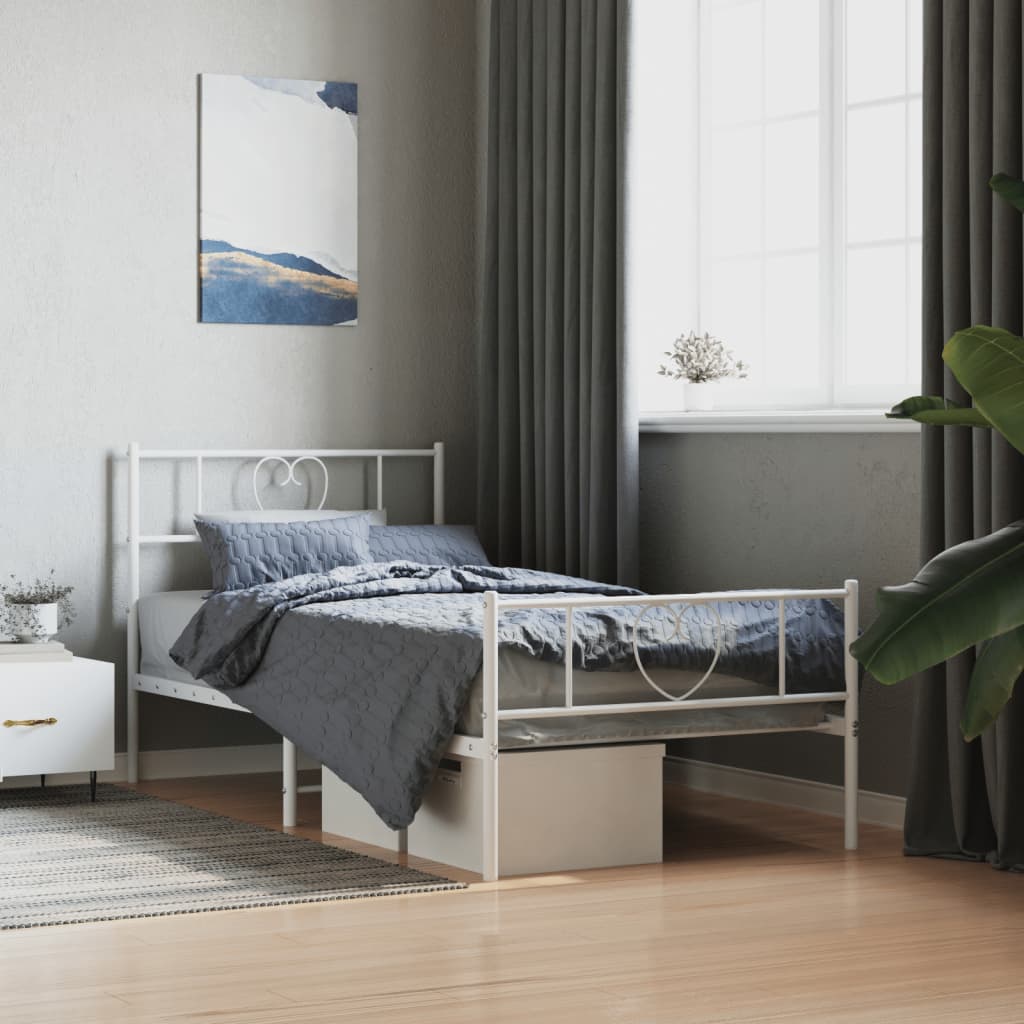 vidaXL Estructura cama sin colchón con estribo metal blanco 100x190 cm