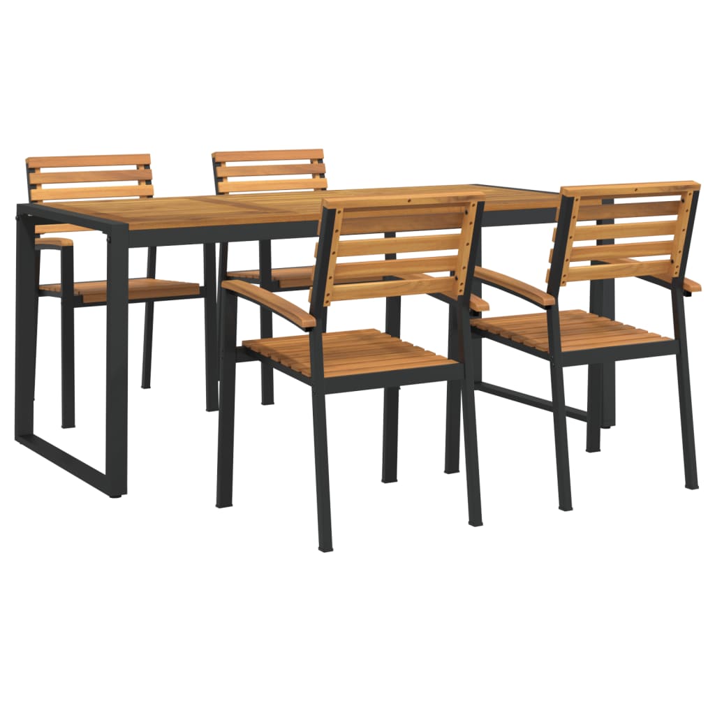 vidaXL Juego de comedor de jardín 5 pzas madera maciza acacia y metal