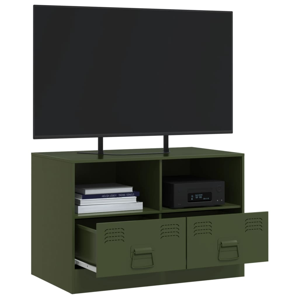 vidaXL Mueble para TV de acero verde oliva 67x39x44 cm