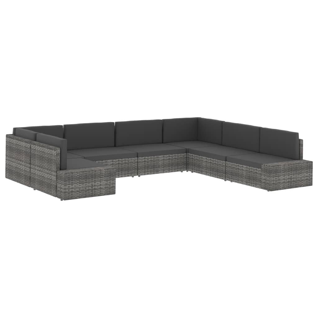 vidaXL Juego de muebles de jardín 2 piezas ratán sintético gris