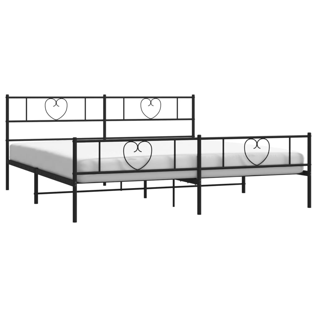 vidaXL Estructura cama sin colchón con estribo metal negro 180x200 cm