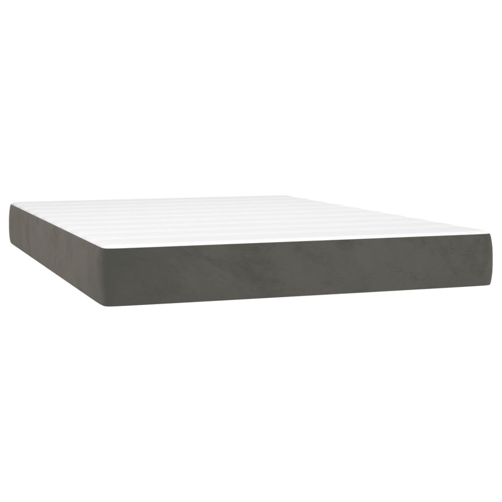 vidaXL Cama box spring con colchón terciopelo gris oscuro 140x200 cm